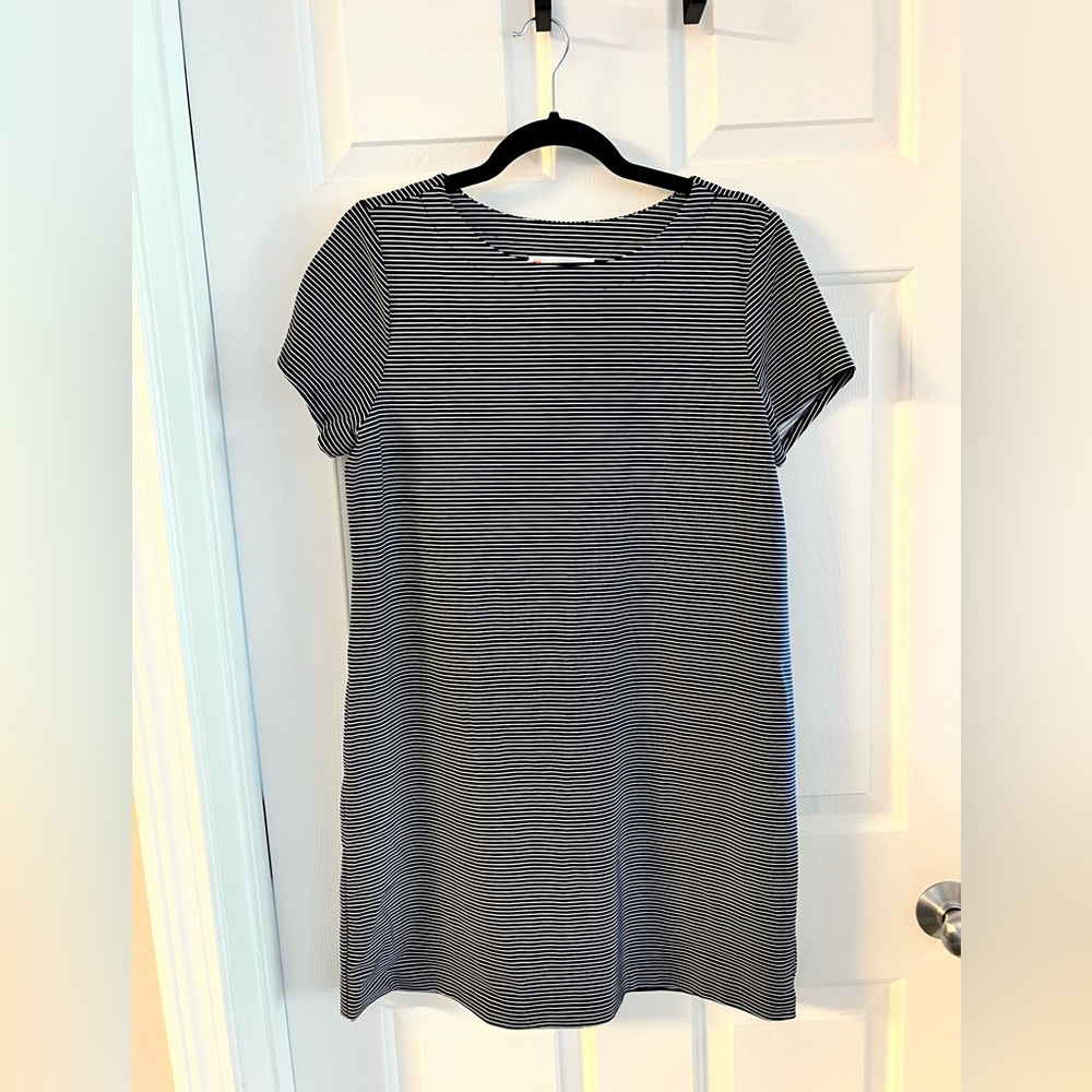 Jude Connally Navy and White Striped Shift Dress